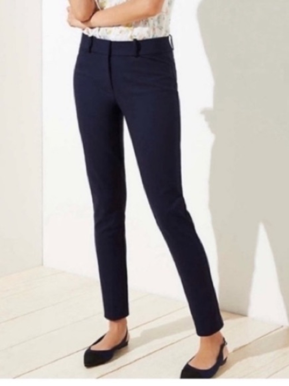 Ann Taylor LOFT Tall Mid-Rise Stretch Twill Skinny Trouser Pant Career Navy 4T